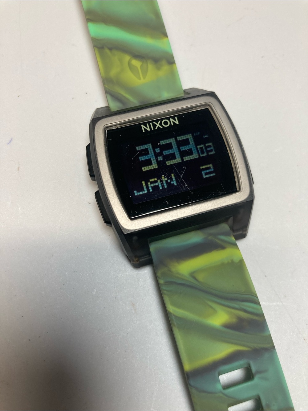 Nixon Base Tide, jellyfish glow in dark strap, translucent case, new battery